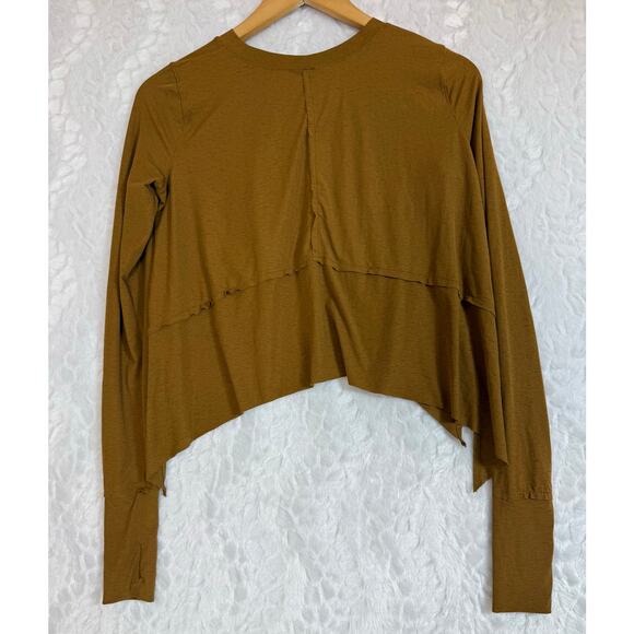 FP Movement Mustard Brown Tempo Long Sleeve Top Thumbholes Oversized Stretch XS - Picture 5 of 12
